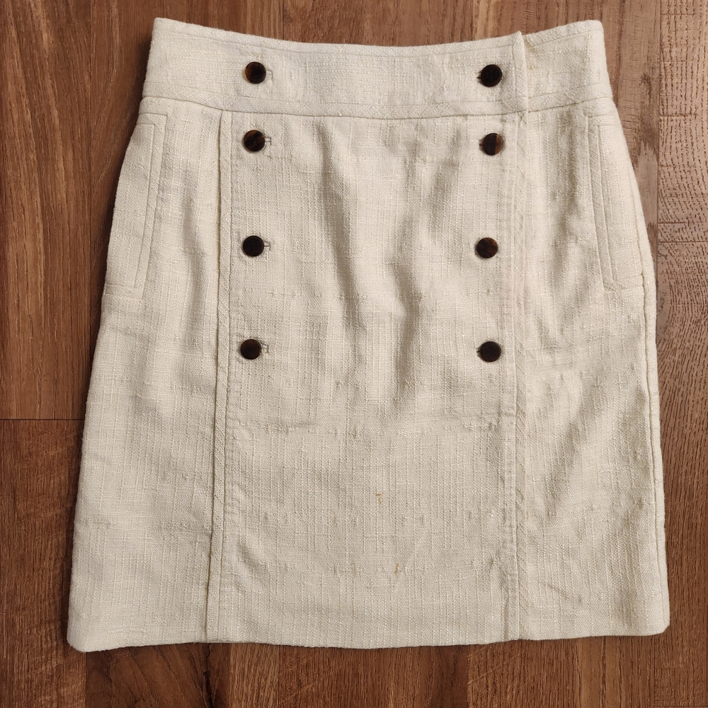Tory Burch Cream Double-Breasted Mini Skirt